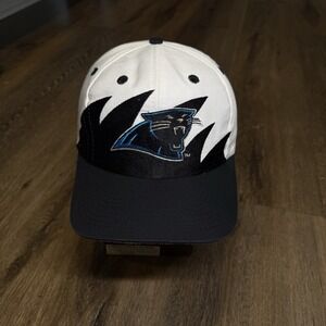 Vintage 90s Carolina Panthers Snapback Hat White Black Sharktooth Logo7 Athletic